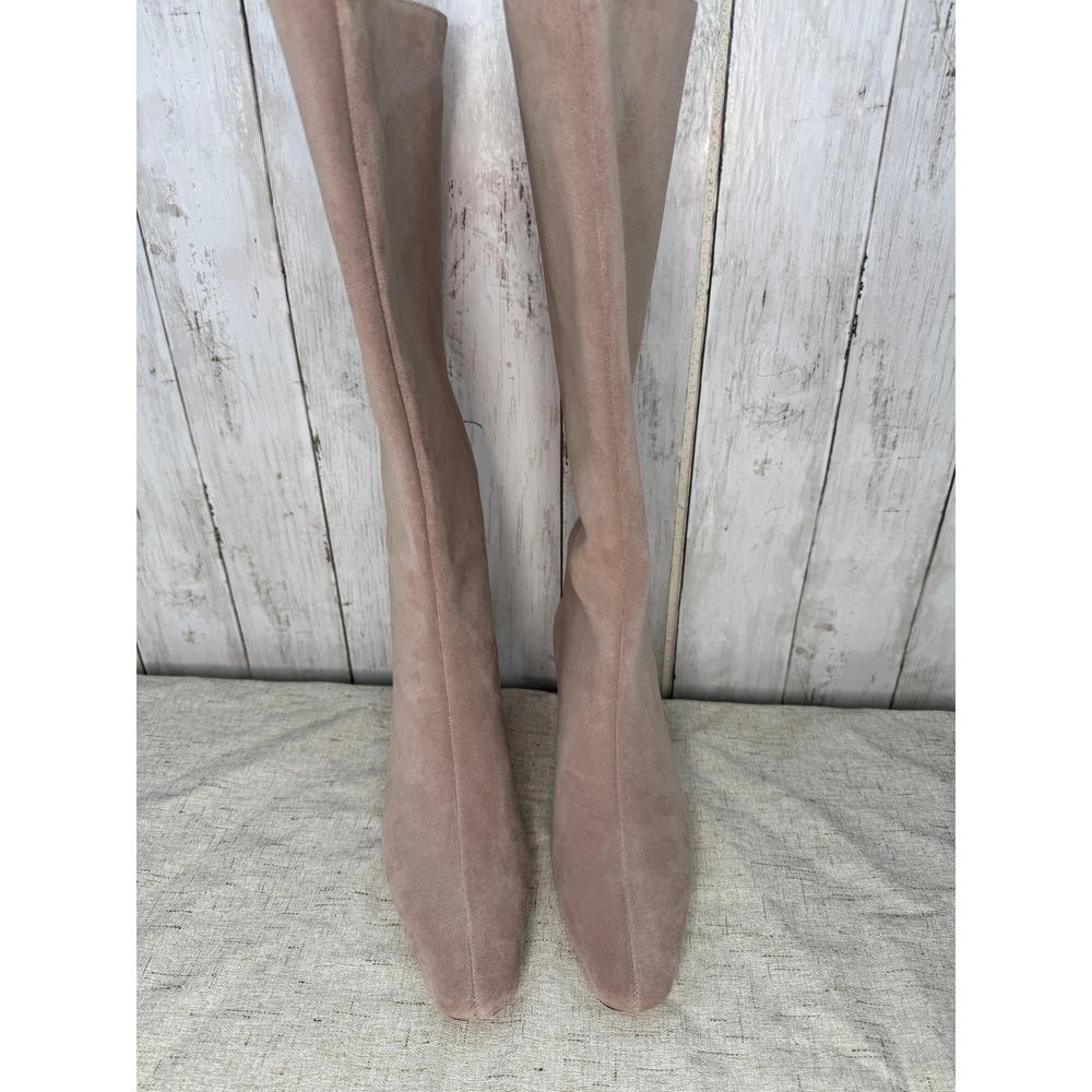Ann Taylor Taupe Faux Suede Knee High Boots Genuine Leather Sole Kitten Heel 8M - Picture 3 of 9